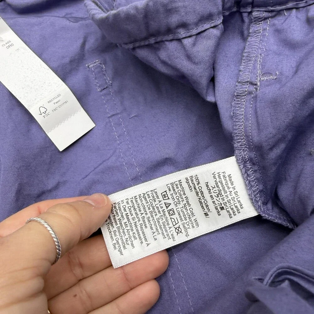 J.Crew Pants Womens 3X Purple Twill Crop Wide Leg Elastic Drawstring Waist